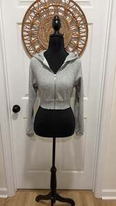 Out From Under Gray Cropped Zip-Up Hoodie